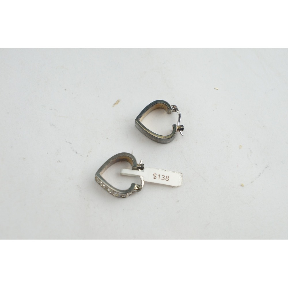 Coach Heart Huggie Heart Earrings Silver Crystal C Logo Employee Sale New